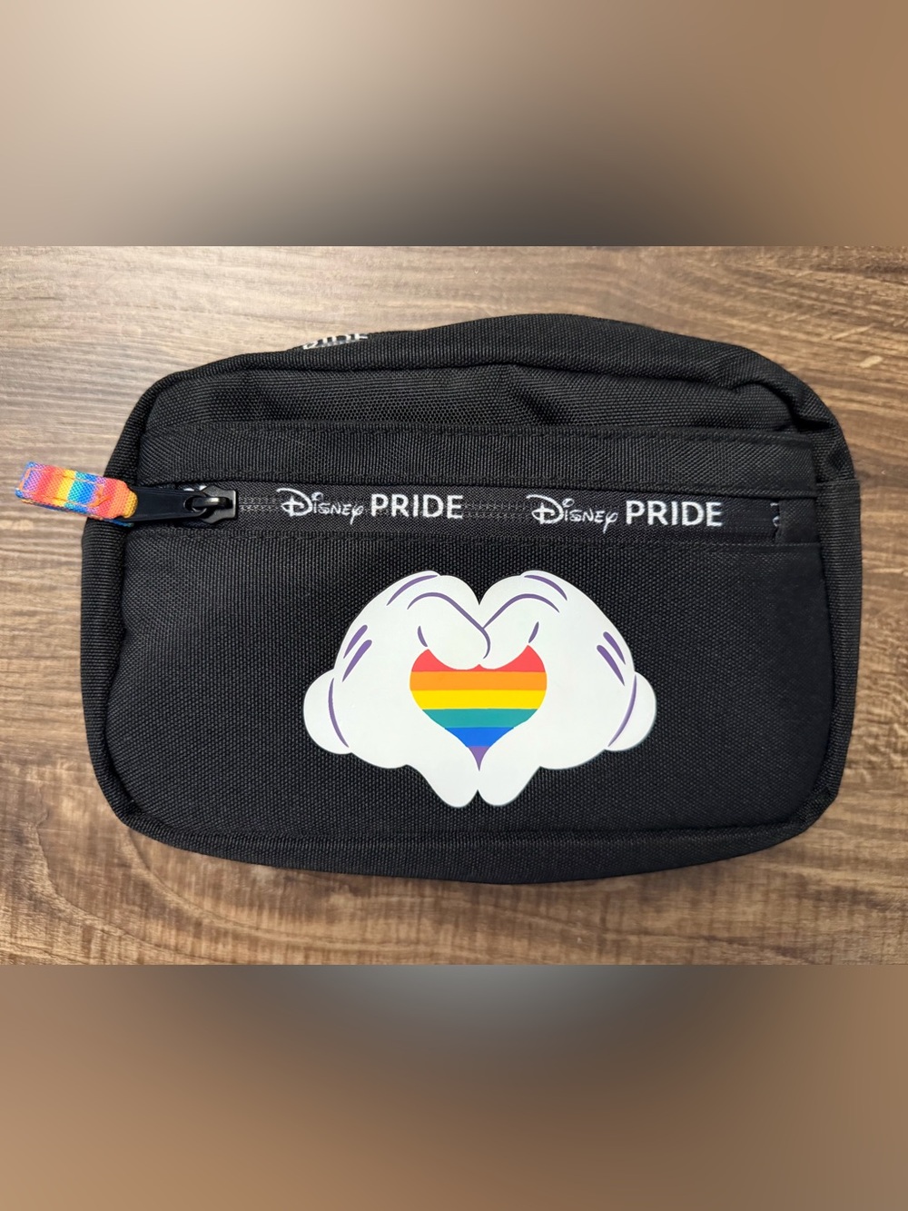 Disney Pride Mickey Mouse Rainbow Heart Hands Belt Bag Fanny Pack Hip Pack